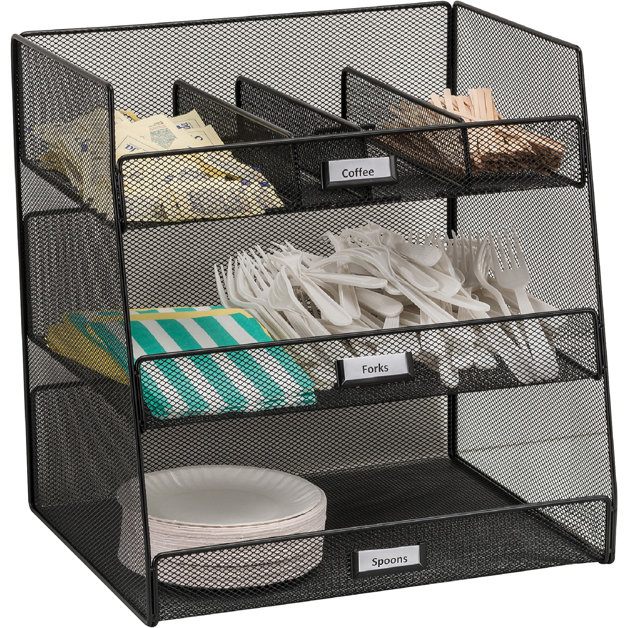 Safco Onyx Break Room Organizer, 3-Tier, Black, Model# 3293BL